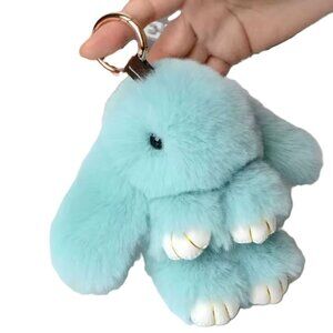 Mint Bunny Plush Keychain – Cute Plush Rabbit Key Ring